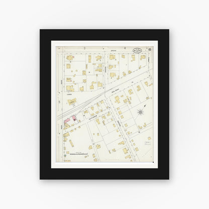 Old map wall art mockup — black gallery frame with white mat — Sanborn Fire Insurance Map from Wilson, Wilson County, North Carolina (1897), Sheet #0006