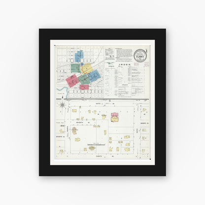 Old map wall art mockup — black gallery frame with white mat — Sanborn Fire Insurance Map from Saint James, Watonwan County, Minnesota (1908) - Complete Map Set
