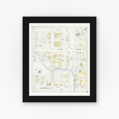 Old map wall art mockup — black gallery frame with white mat — Sanborn Fire Insurance Map from Ashland, Ashland County, Wisconsin (1901), Sheet #0005