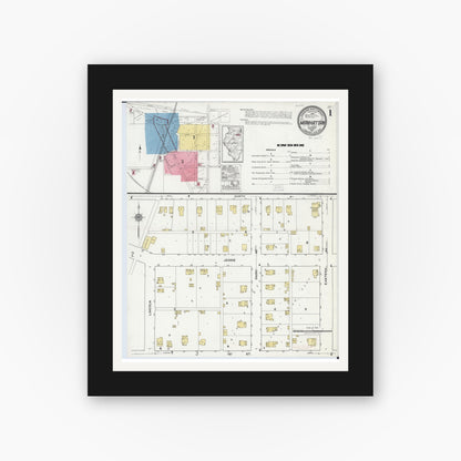Old map wall art mockup — black gallery frame with white mat — Sanborn Fire Insurance Map from Manhattan, Will County, Illinois (1921) - Complete Map Set