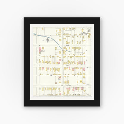 Old map wall art mockup — black gallery frame with white mat — Sanborn Fire Insurance Map from Huntingdon, Huntingdon County, Pennsylvania (1906), Sheet #0010