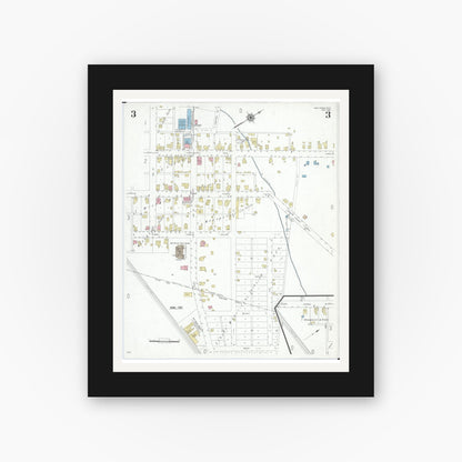 Old map wall art mockup — black gallery frame with white mat — Sanborn Fire Insurance Map from New Vienna, Clinton County, Ohio (1948), Sheet #0003