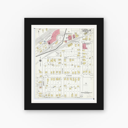 Old map wall art mockup — black gallery frame with white mat — Sanborn Fire Insurance Map from Orrville, Wayne County, Ohio (1920), Sheet #0008