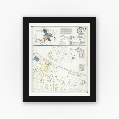 Old map wall art mockup — black gallery frame with white mat — Sanborn Fire Insurance Map from Saline, Washtenaw County, Michigan (1921) - Complete Map Set