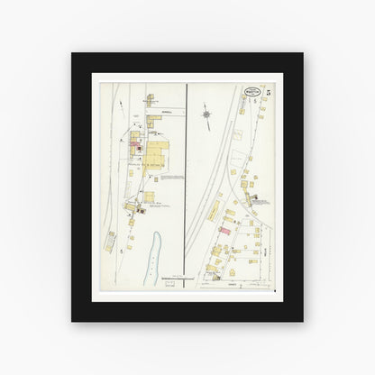 Old map wall art mockup — black gallery frame with white mat — Sanborn Fire Insurance Map from Wharton, Wharton County, Texas (1912), Sheet #0006