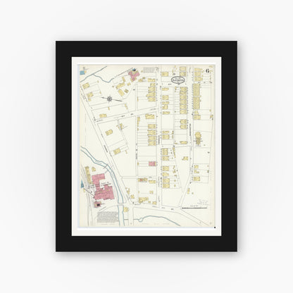 Old map wall art mockup — black gallery frame with white mat — Sanborn Fire Insurance Map from Slatington, Lehigh County, Pennsylvania (1913), Sheet #0006