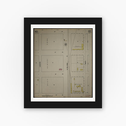 Old map wall art mockup — black gallery frame with white mat — Sanborn Fire Insurance Map from New Jersey Coast, New Jersey Coast, New Jersey (1890), Sheet #0041