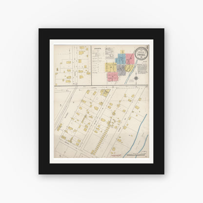 Old map wall art mockup — black gallery frame with white mat — Sanborn Fire Insurance Map from Campbell, Santa Clara County, California (1920) - Complete Map Set