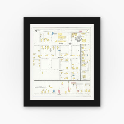 Old map wall art mockup — black gallery frame with white mat — Sanborn Fire Insurance Map from Baltimore, Fairfield County, Ohio (1926), Sheet #0006