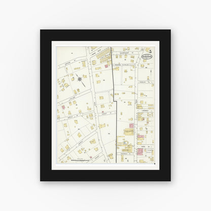 Old map wall art mockup — black gallery frame with white mat — Sanborn Fire Insurance Map from Keansburg, Monmouth County, New Jersey (1917), Sheet #0005