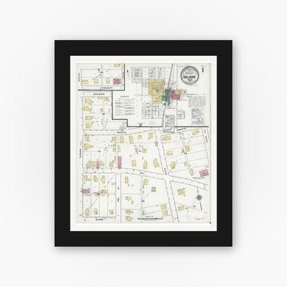 Old map wall art mockup — black gallery frame with white mat — Sanborn Fire Insurance Map from Shelburn, Sullivan County, Indiana (1921) - Complete Map Set