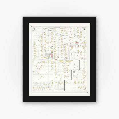Old map wall art mockup — black gallery frame with white mat — Sanborn Fire Insurance Map from Bethel, Clermont County, Ohio (1933), Sheet #0003