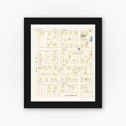 Old map wall art mockup — black gallery frame with white mat — Sanborn Fire Insurance Map from Marengo, Iowa County, Iowa (1922), Sheet #0007