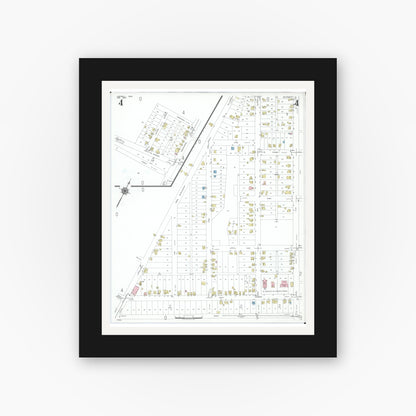 Old map wall art mockup — black gallery frame with white mat — Sanborn Fire Insurance Map from Leetonia, Columbiana County, Ohio (1950), Sheet #0004