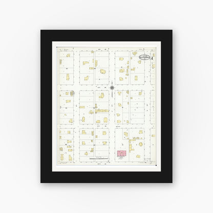 Old map wall art mockup — black gallery frame with white mat — Sanborn Fire Insurance Map from Alexandria, Douglas County, Minnesota (1909), Sheet #0004