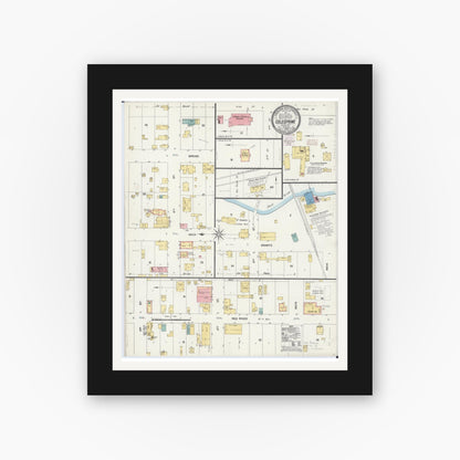 Old map wall art mockup — black gallery frame with white mat — Sanborn Fire Insurance Map from Cold Spring, Stearns County, Minnesota (1903), Sheet #0001