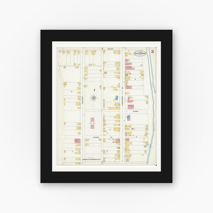 Old map wall art mockup — black gallery frame with white mat — Sanborn Fire Insurance Map from Mount Holly Springs, Cumberland County, Pennsylvania (1902), Sheet #0003