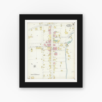 Old map wall art mockup — black gallery frame with white mat — Sanborn Fire Insurance Map from Tazewell, Tazewell County, Virginia (1897), Sheet #0002