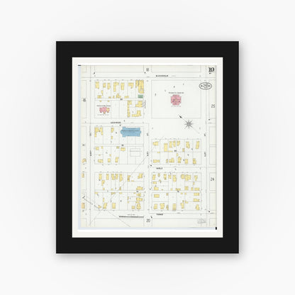 Old map wall art mockup — black gallery frame with white mat — Sanborn Fire Insurance Map from Alpena, Alpena County, Michigan (1901), Sheet #0019