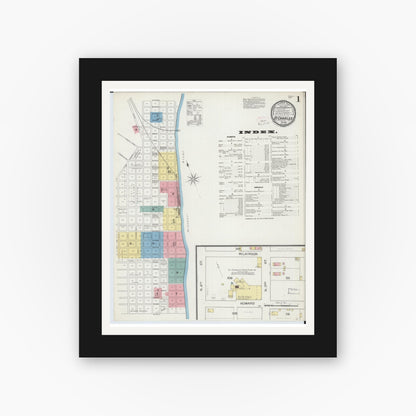 Old map wall art mockup — black gallery frame with white mat — Sanborn Fire Insurance Map from Saint Charles, Saint Charles County, Missouri (1893) - Complete Map Set