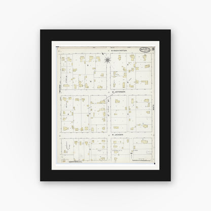 Old map wall art mockup — black gallery frame with white mat — Sanborn Fire Insurance Map from Batavia, Kane County, Illinois (1891), Sheet #0003