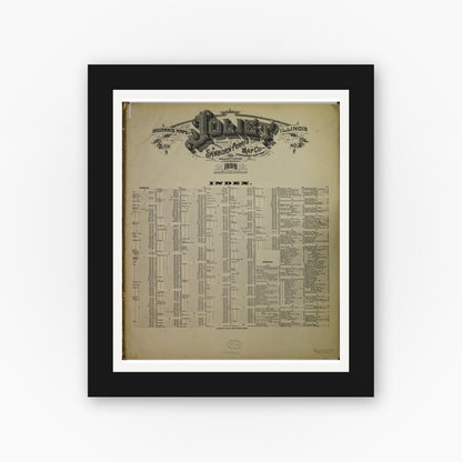 Old map wall art mockup — black gallery frame with white mat — Sanborn Fire Insurance Map from Joliet, Will County, Illinois (1898), Sheet #0001