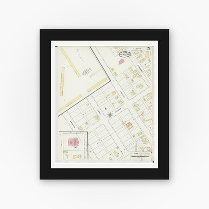 Old map wall art mockup — black gallery frame with white mat — Sanborn Fire Insurance Map from Cheboygan, Cheboygan County, Michigan (1895), Sheet #0005