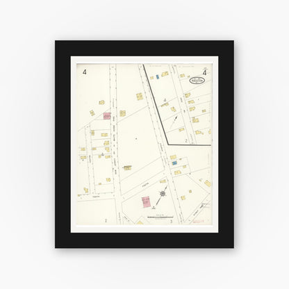 Old map wall art mockup — black gallery frame with white mat — Sanborn Fire Insurance Map from Absecon, Atlantic County, New Jersey (1923), Sheet #0004
