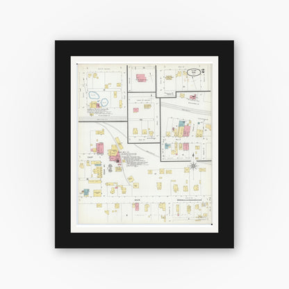 Old map wall art mockup — black gallery frame with white mat — Sanborn Fire Insurance Map from Ava, Jackson County, Illinois (1902), Sheet #0002