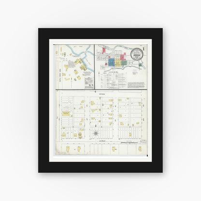 Old map wall art mockup — black gallery frame with white mat — Sanborn Fire Insurance Map from Barron, Barron County, Wisconsin (1892) - Complete Map Set