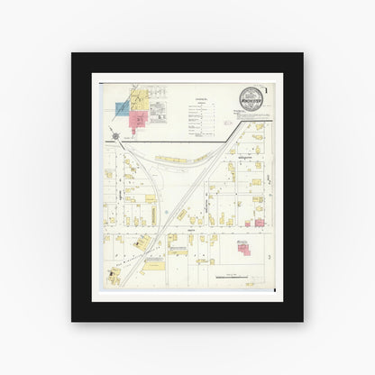Old map wall art mockup — black gallery frame with white mat — Sanborn Fire Insurance Map from Winchester, Adams County, Ohio (1912) - Complete Map Set
