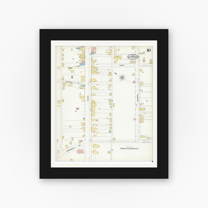 Old map wall art mockup — black gallery frame with white mat — Sanborn Fire Insurance Map from Shippensburg, Cumberland And Franklin Counties, Pennsylvania (1904), Sheet #0010