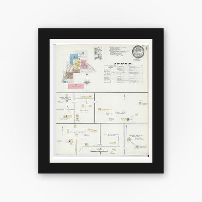 Old map wall art mockup — black gallery frame with white mat — Sanborn Fire Insurance Map from Bessemer, Gogebic County, Michigan (1891) - Complete Map Set