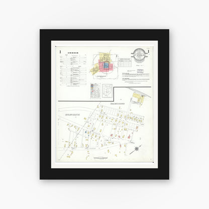 Old map wall art mockup — black gallery frame with white mat — Sanborn Fire Insurance Map from Mount Sterling, Madison County, Ohio (1940) - Complete Map Set