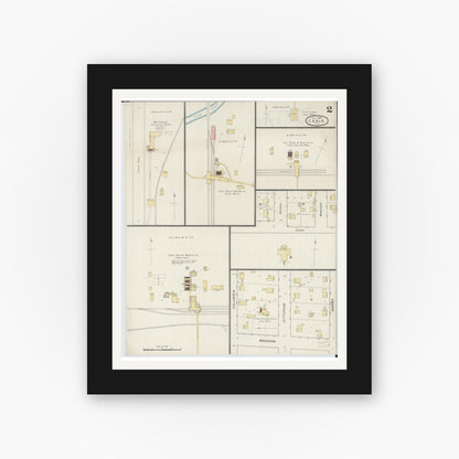 Old map wall art mockup — black gallery frame with white mat — Sanborn Fire Insurance Map from Cable, Mercer County, Illinois (1894), Sheet #0002