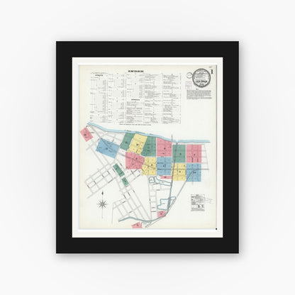 Old map wall art mockup — black gallery frame with white mat — Sanborn Fire Insurance Map from Lock Haven, Clinton County, Pennsylvania (1901) - Complete Map Set