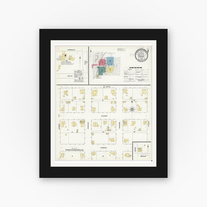 Old map wall art mockup — black gallery frame with white mat — Sanborn Fire Insurance Map from Troup, Smith County, Texas (1909) - Complete Map Set