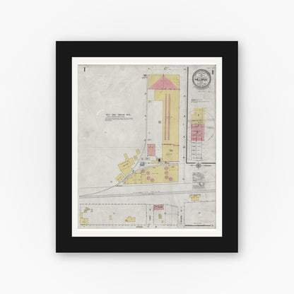 Old map wall art mockup — black gallery frame with white mat — Sanborn Fire Insurance Map from Millbrae, San Mateo County, California (1926) - Complete Map Set