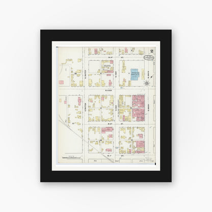 Old map wall art mockup — black gallery frame with white mat — Sanborn Fire Insurance Map from London, Madison County, Ohio (1890), Sheet #0002