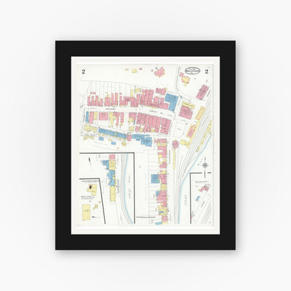 Old map wall art mockup — black gallery frame with white mat — Sanborn Fire Insurance Map from Mauch Chunk, Carbon County, Pennsylvania (1930), Sheet #0002