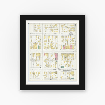 Old map wall art mockup — black gallery frame with white mat — Sanborn Fire Insurance Map from Escanaba, Delta County, Michigan (1899), Sheet #0005