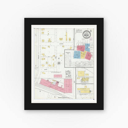 Old map wall art mockup — black gallery frame with white mat — Sanborn Fire Insurance Map from Marengo, McHenry County, Illinois (1905) - Complete Map Set
