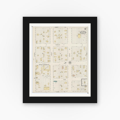 Old map wall art mockup — black gallery frame with white mat — Sanborn Fire Insurance Map from Appleton, Swift County, Minnesota (1894), Sheet #0003