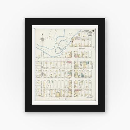 Old map wall art mockup — black gallery frame with white mat — Sanborn Fire Insurance Map from Appleton, Swift County, Minnesota (1894), Sheet #0002