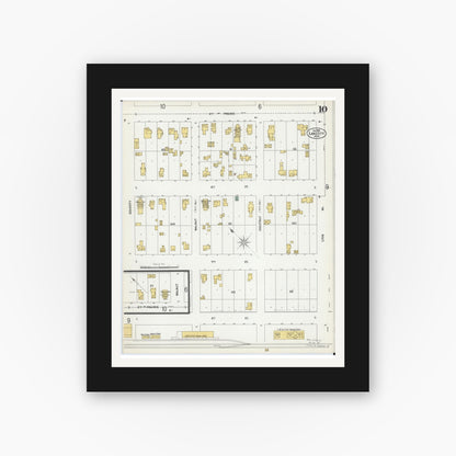 Old map wall art mockup — black gallery frame with white mat — Sanborn Fire Insurance Map from Lake City, Wabasha County, Minnesota (1900), Sheet #0010