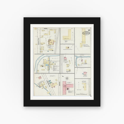 Old map wall art mockup — black gallery frame with white mat — Sanborn Fire Insurance Map from Stroudsburg, Monroe County, Pennsylvania (1892), Sheet #0006