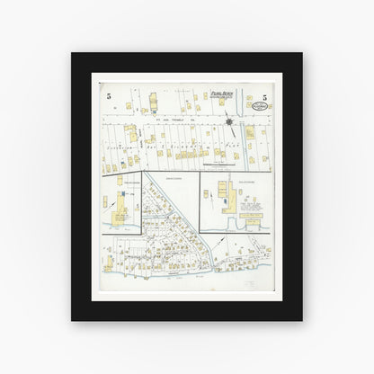 Old map wall art mockup — black gallery frame with white mat — Sanborn Fire Insurance Map from Algonac, Saint Clair County, Michigan (1924), Sheet #0005