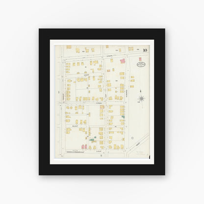 Old map wall art mockup — black gallery frame with white mat — Sanborn Fire Insurance Map from Butler, Butler County, Pennsylvania (1906), Sheet #0010