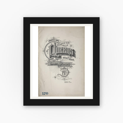 Old map wall art mockup — black gallery frame with white mat — Sanborn Fire Insurance Map from Queens, Queens County, New York (1948), Sheet #0001