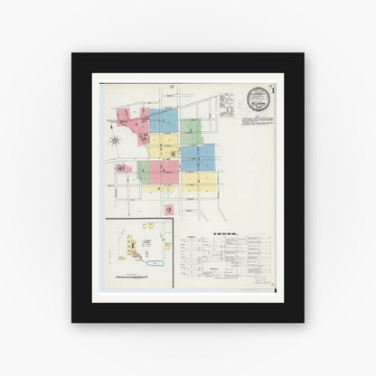 Old map wall art mockup — black gallery frame with white mat — Sanborn Fire Insurance Map from Hillsboro, Highland County, Ohio (1898) - Complete Map Set